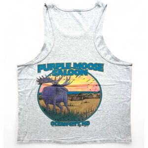 Vintage Purple Moose Saloon Ocean City MD Summer Surf Tank Top Beach L Sunset